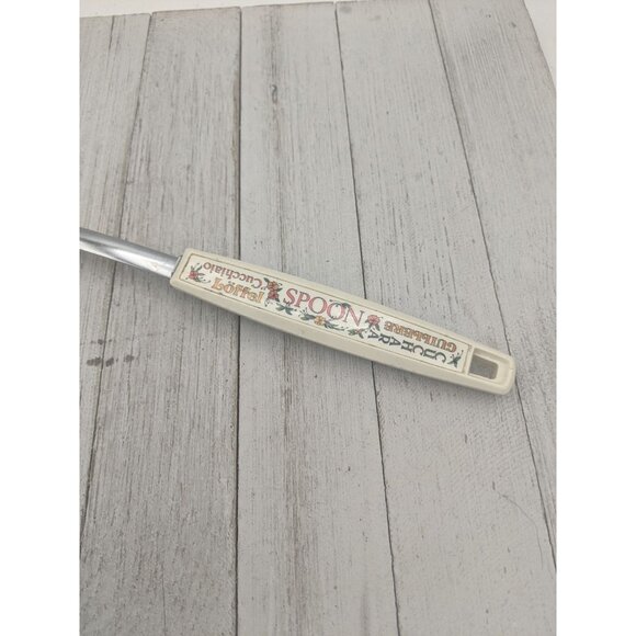 Ekco Chromium Plated Slotted Serving Spoon 12" Cream Floral - Picture 2 of 7